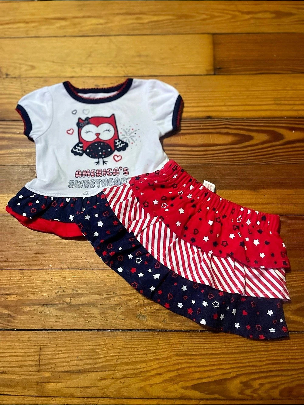 Star Ride Girls 0-3M Red & White Owl Dress